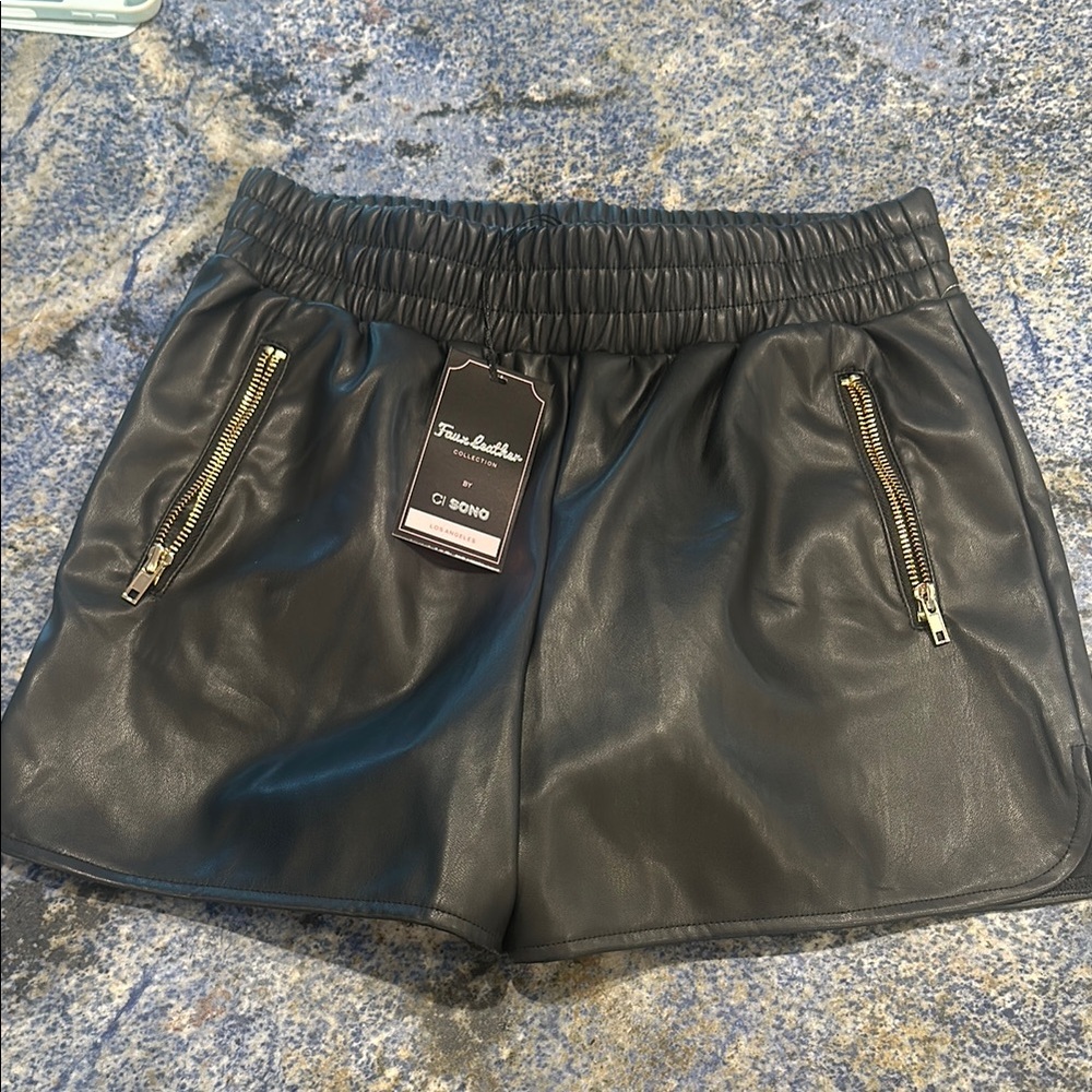 Faux Leather Black Shorts by Francesca's Collections